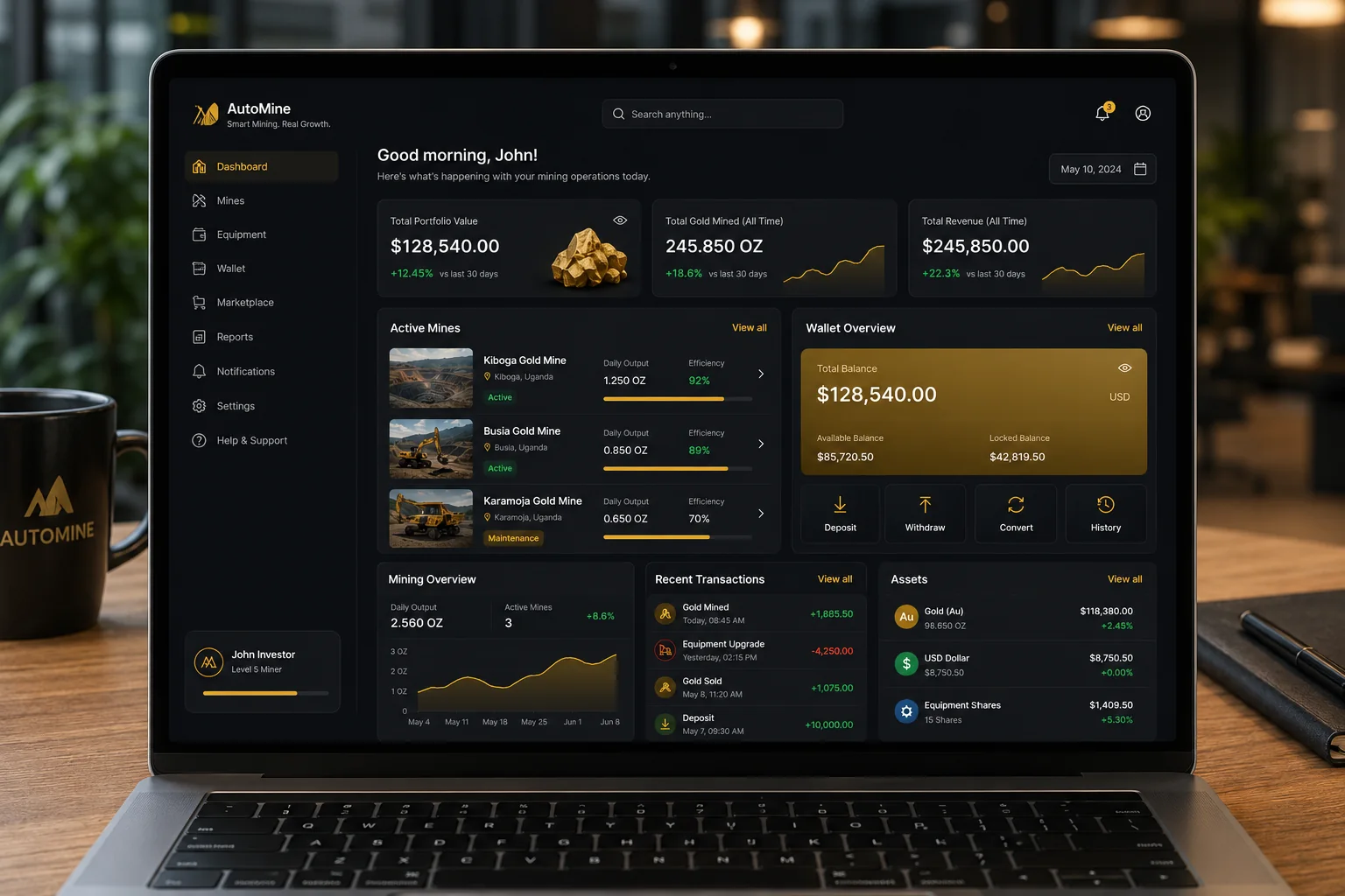 Automated gold processing and weighing dashboard for LRE mining operations in Uganda