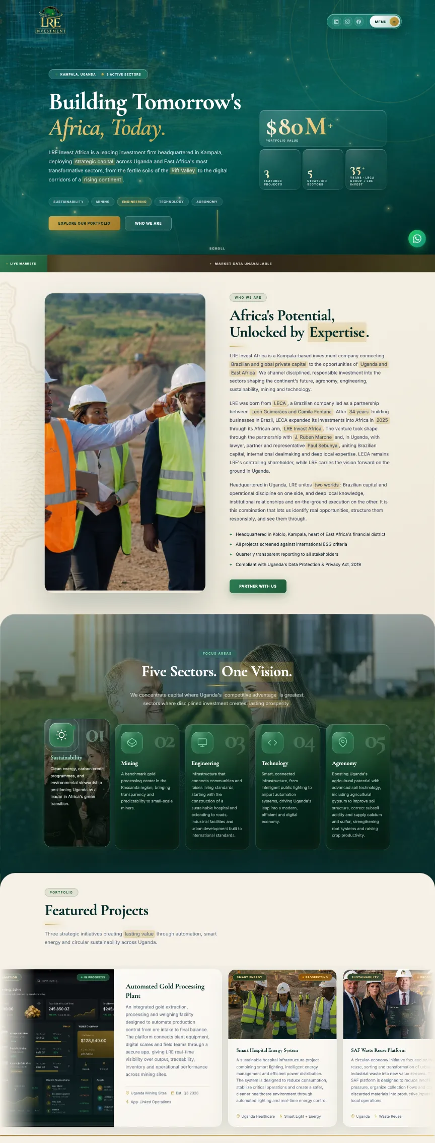 LRE Invest Africa no desktop
