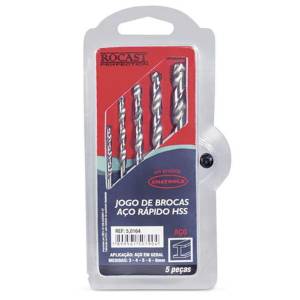 Jogo Broca Aço Rápido ROCAST HSS M 3.0X 8.0 c/ 5 Peças