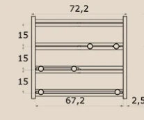 Desenho técnico frontal do suporte do Grill Ossoboca